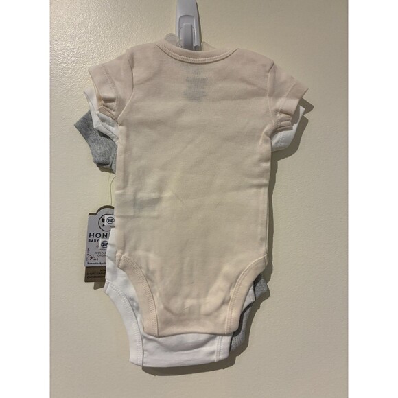 NWT Honest Baby 3-Pack Short-Sleeve Neutral Bodysuits - Newborn (NB) - Picture 2 of 4